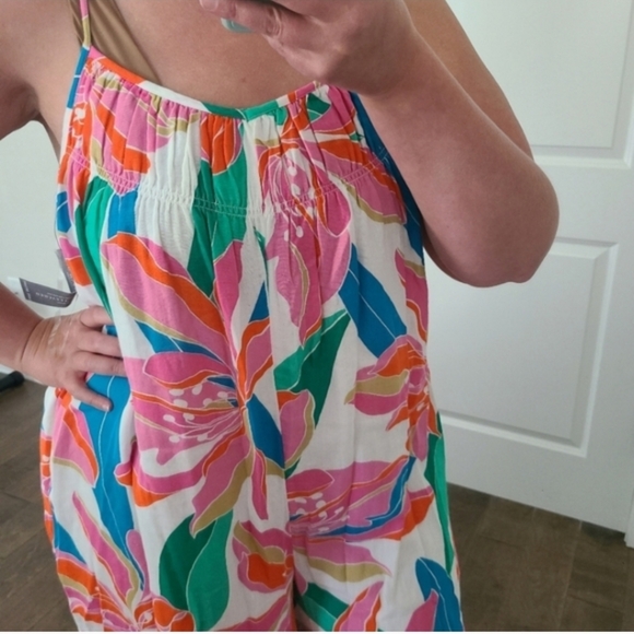 Lane Bryant Vibrant Tropical Floral Print Cotton Jumpsuit - Picture 5 of 10